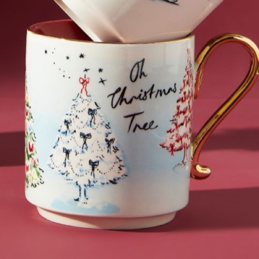Anthropologie Christmas Tree Mug